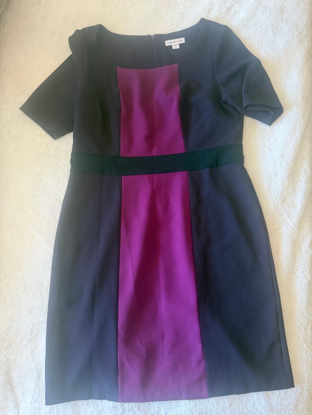 Coldwater Creek Black and Plum Colorblock Sheath Dress